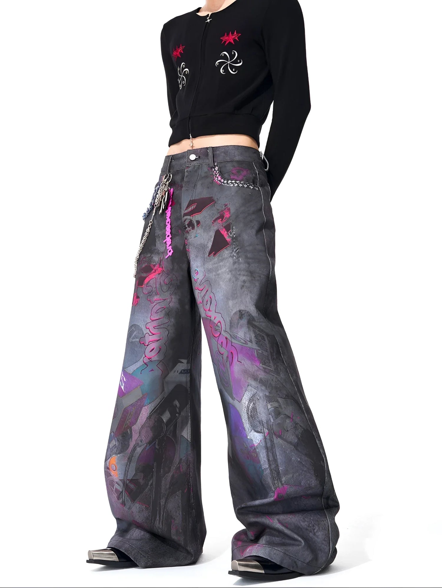 Opium Graffiti Art Wide Leg Jeans - Fuga Studios