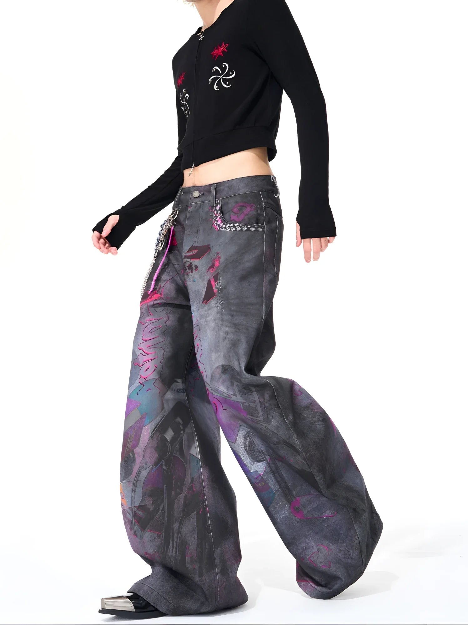 Opium Graffiti Art Wide Leg Jeans - Fuga Studios