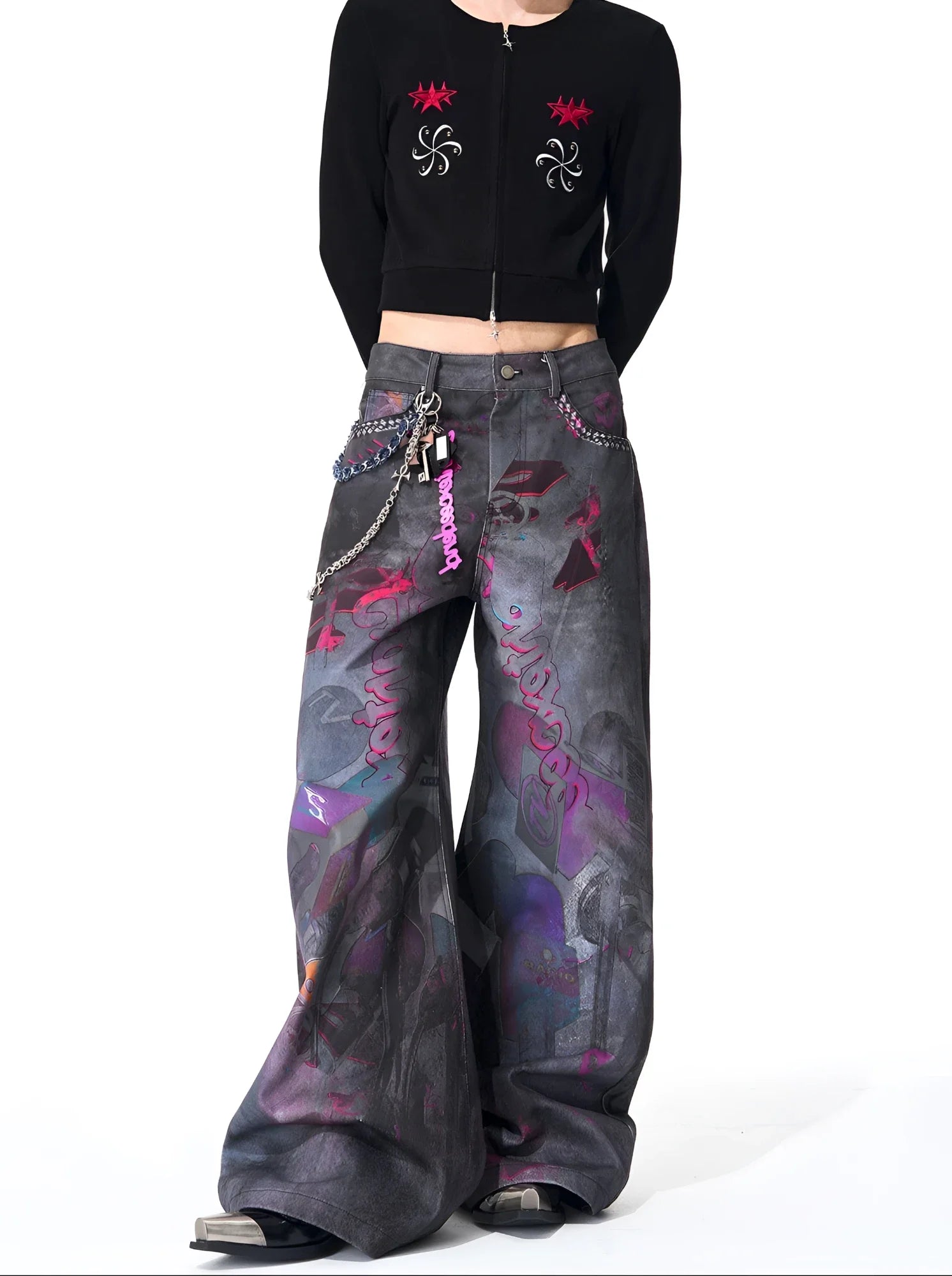 Opium Graffiti Art Wide Leg Jeans - Fuga Studios