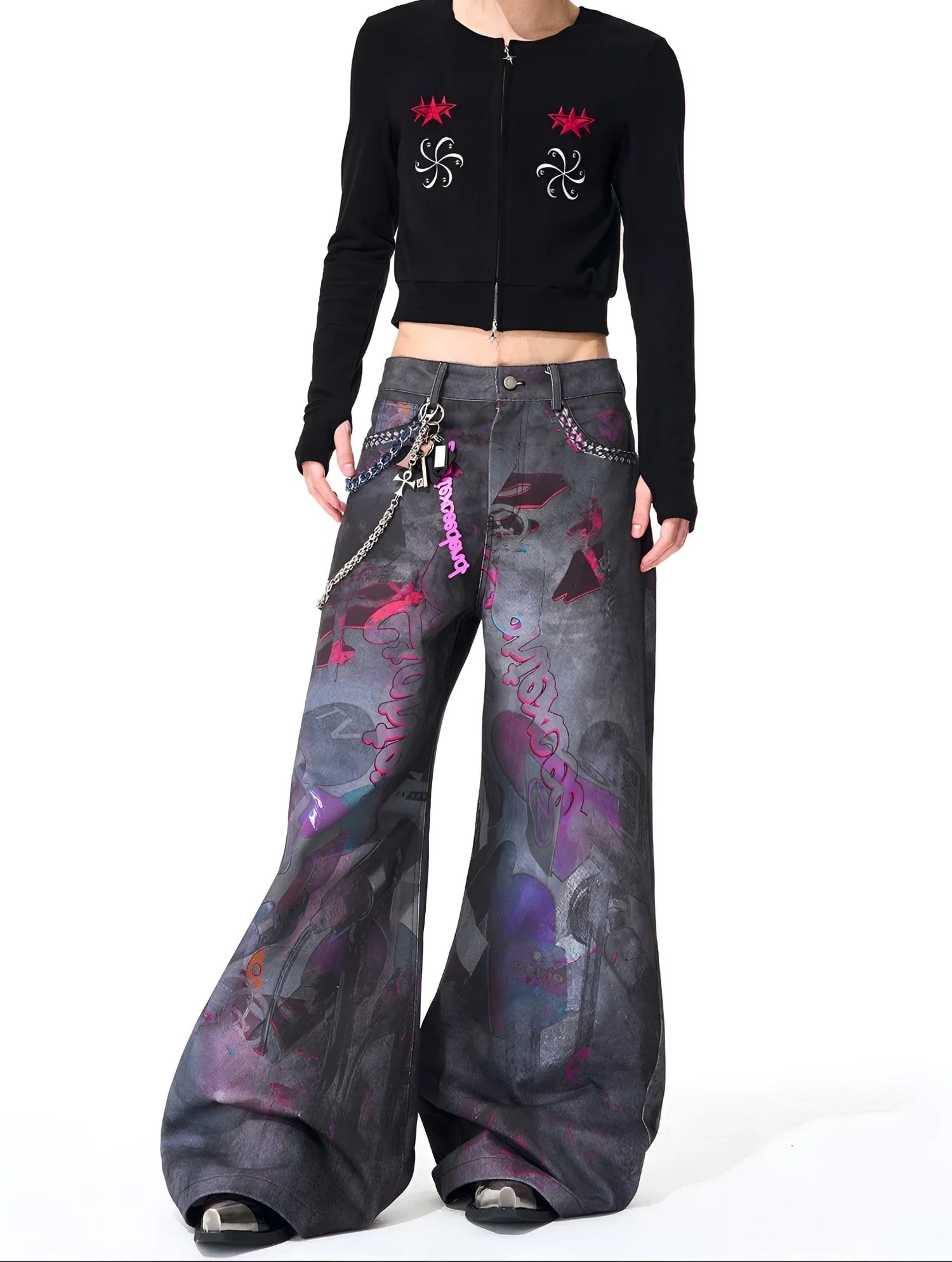 Opium Graffiti Art Wide Leg Jeans - Fuga Studios