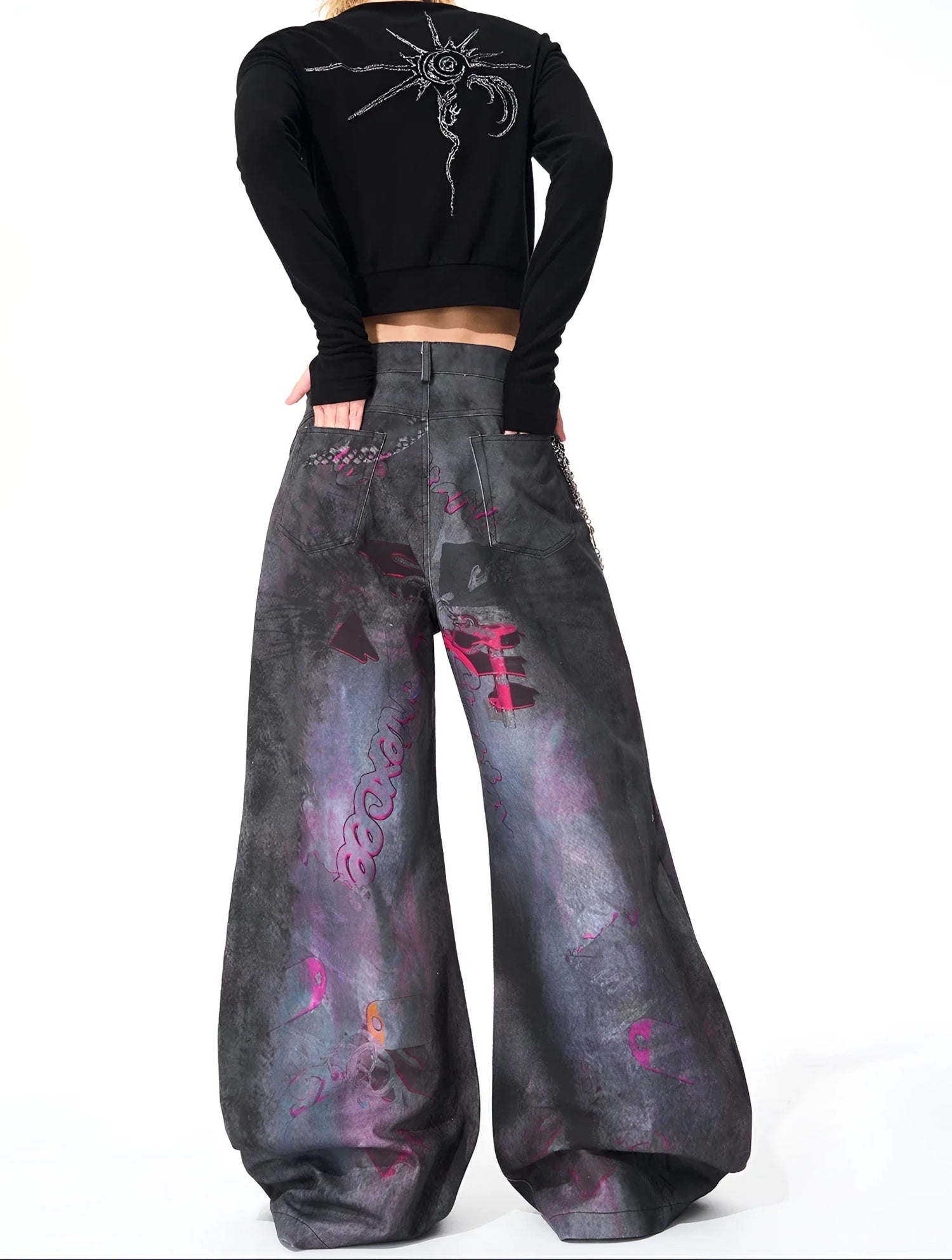 Opium Graffiti Art Wide Leg Jeans - Fuga Studios