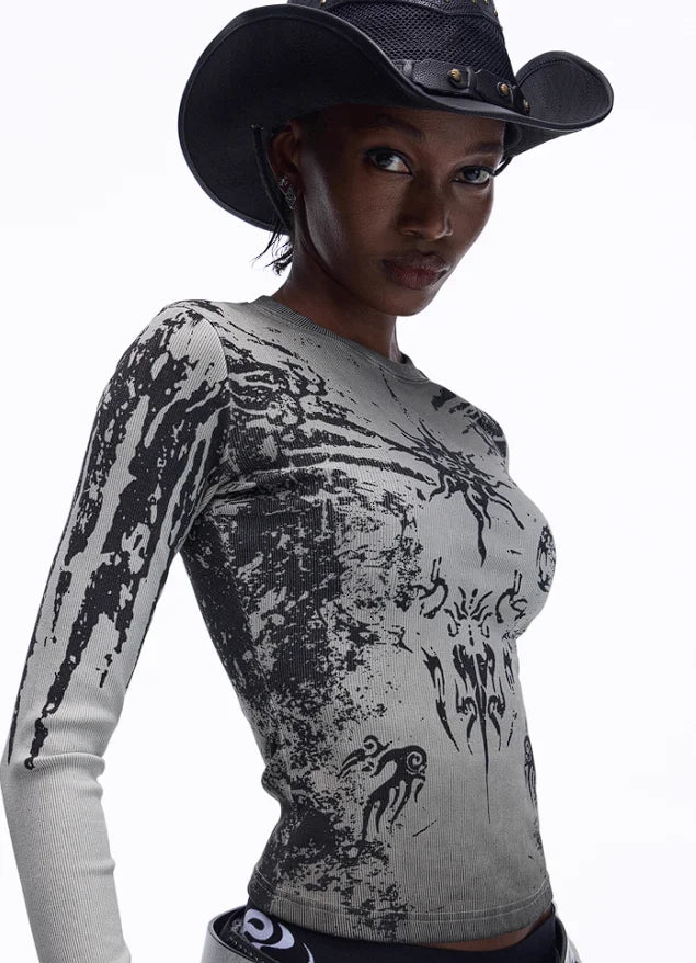 Opium Grunge Print Longsleeve Top - Fuga Studios