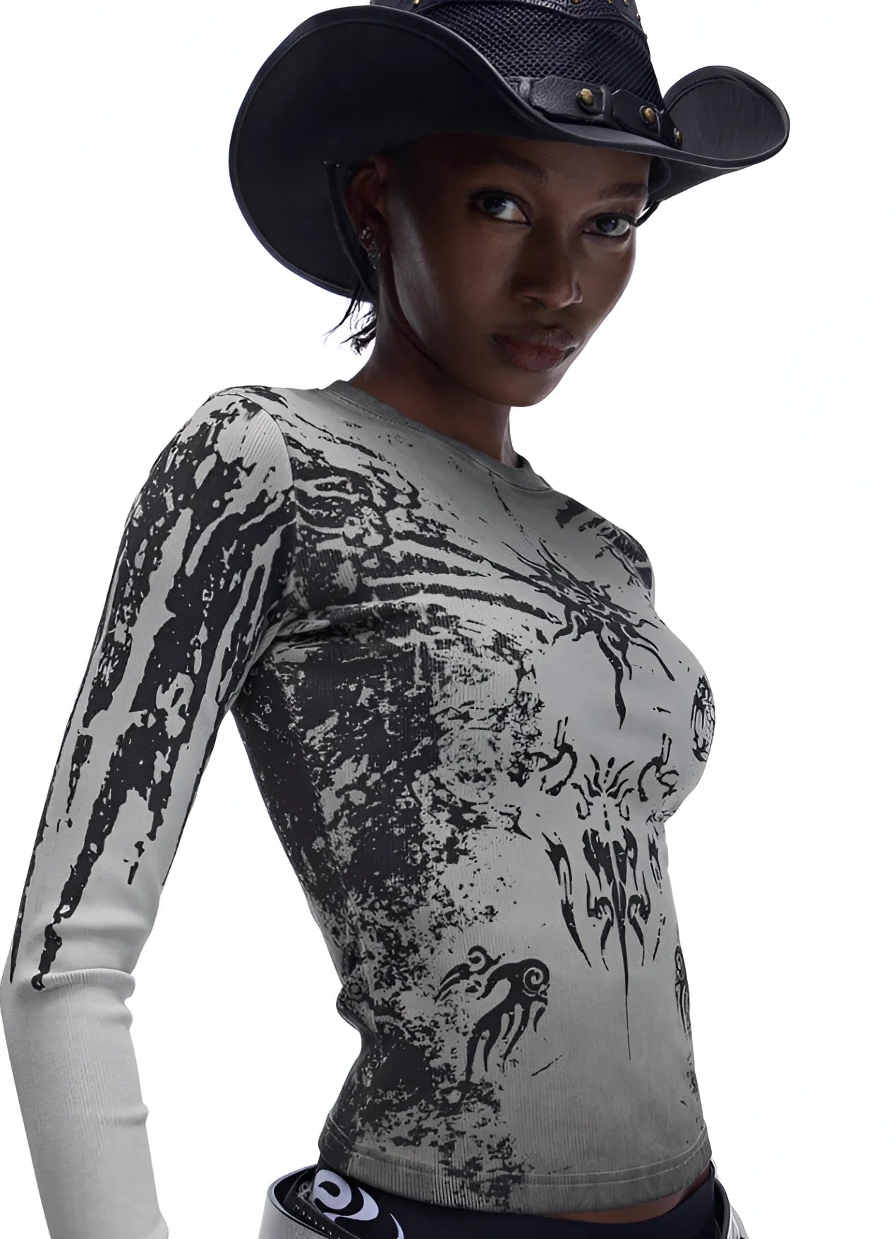 Opium Grunge Print Longsleeve Top - Fuga Studios