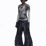 Opium Grunge Print Longsleeve Top - Fuga Studios