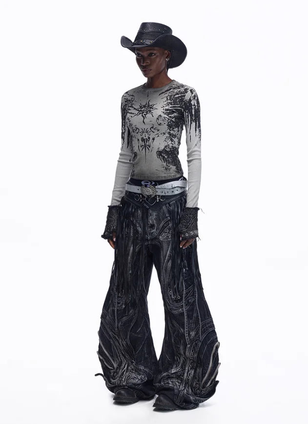 Opium Grunge Print Longsleeve Top - Fuga Studios