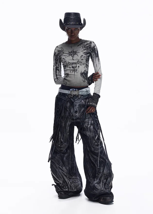 Opium Grunge Print Longsleeve Top - Fuga Studios