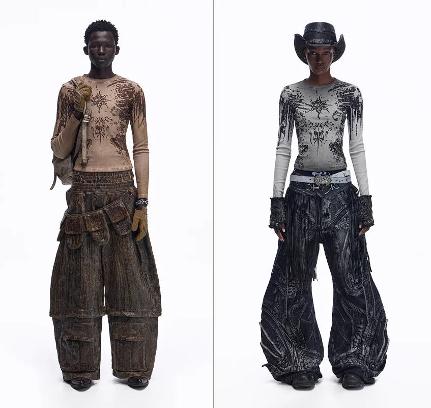 Opium Grunge Print Longsleeve Top - Fuga Studios