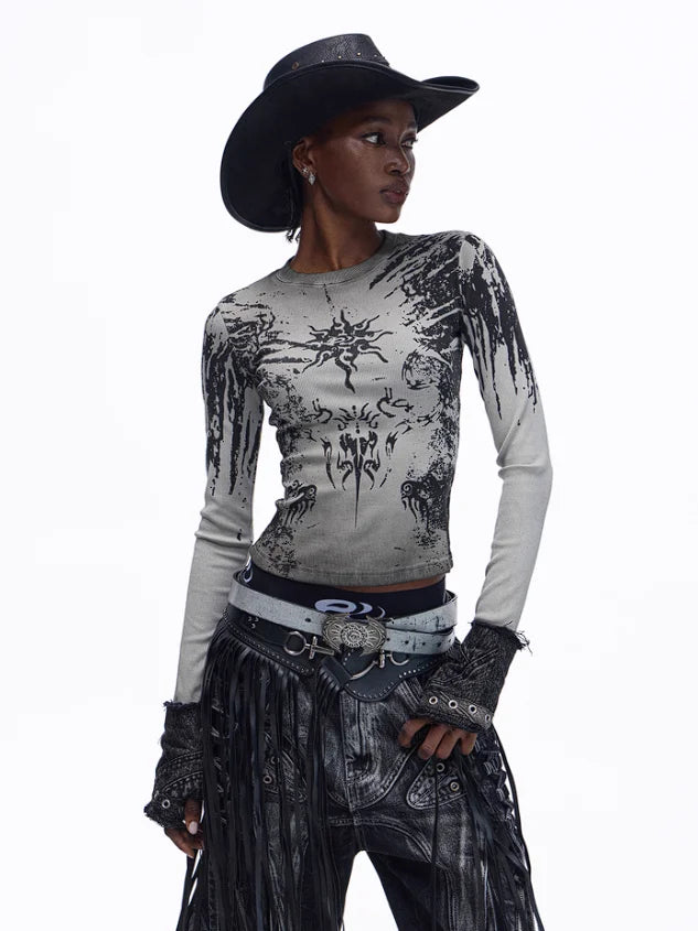 Opium Grunge Print Longsleeve Top - Fuga Studios