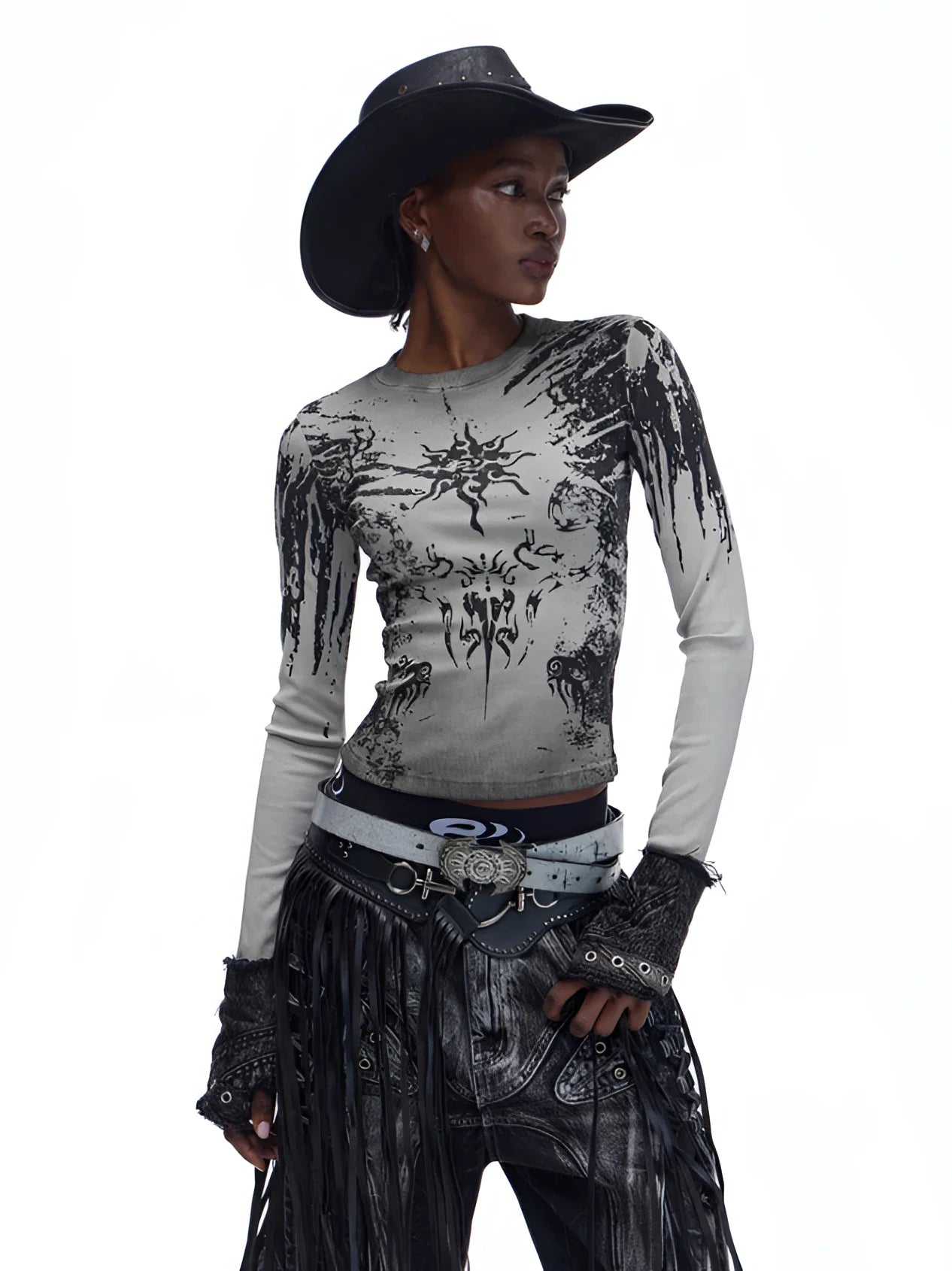 Opium Grunge Print Longsleeve Top - Fuga Studios