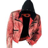 Placeholder Hand-painted Distressed Hooded Denim Jacket - Fuga Studios