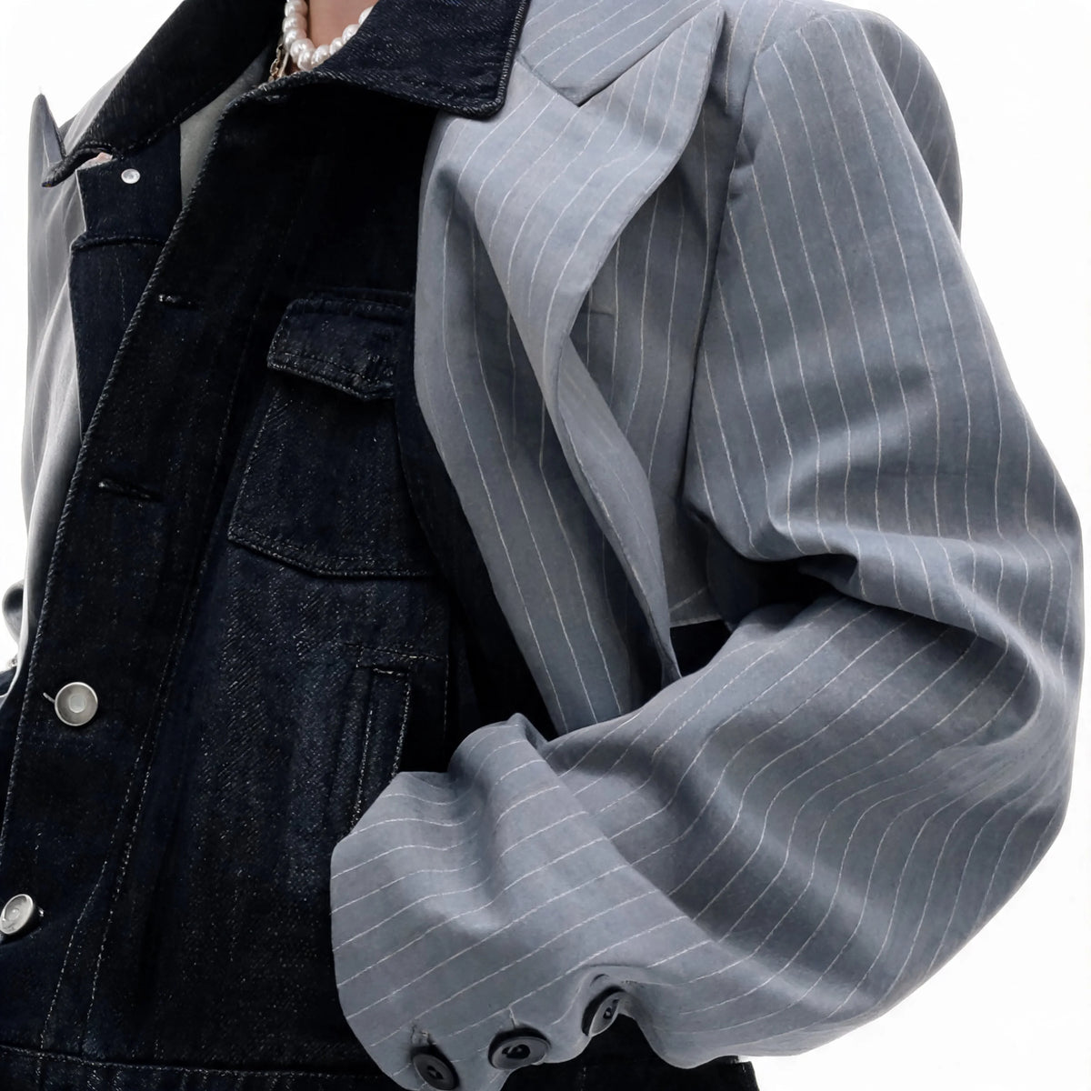Opium Hybrid Denim-Blazer & Wide-Leg Pants Set - Fuga Studios