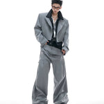 Opium Hybrid Denim-Blazer & Wide-Leg Pants Set - Fuga