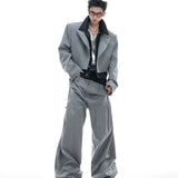 Opium Hybrid Denim-Blazer & Wide-Leg Pants Set - Fuga