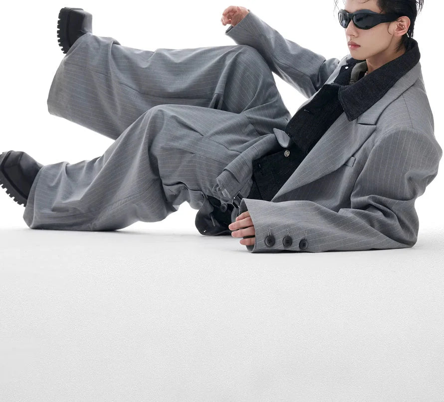 Opium Hybrid Denim-Blazer & Wide-Leg Pants Set - Fuga