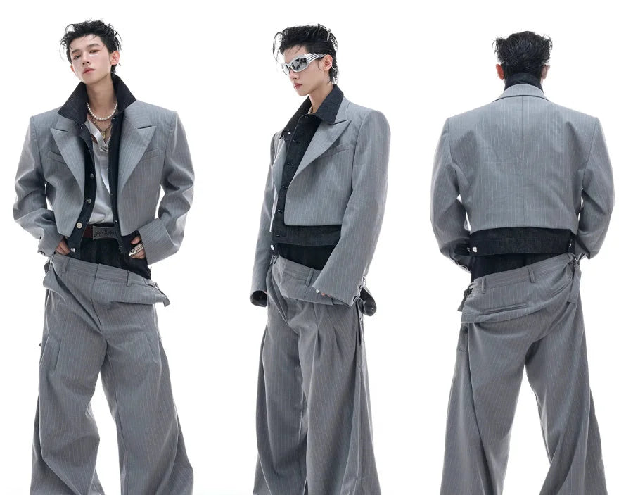Opium Hybrid Denim-Blazer & Wide-Leg Pants Set - Fuga