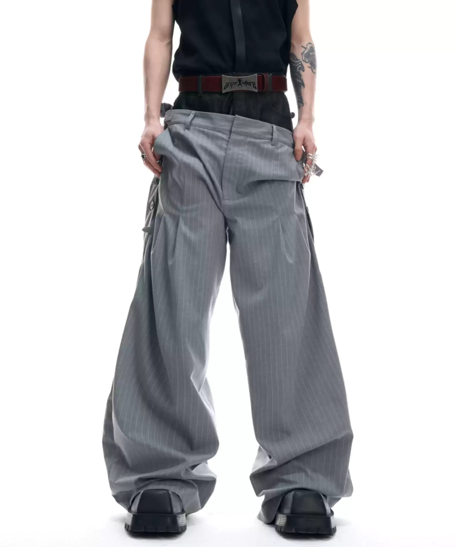 Opium Hybrid Denim-Blazer & Wide-Leg Pants Set - Fuga
