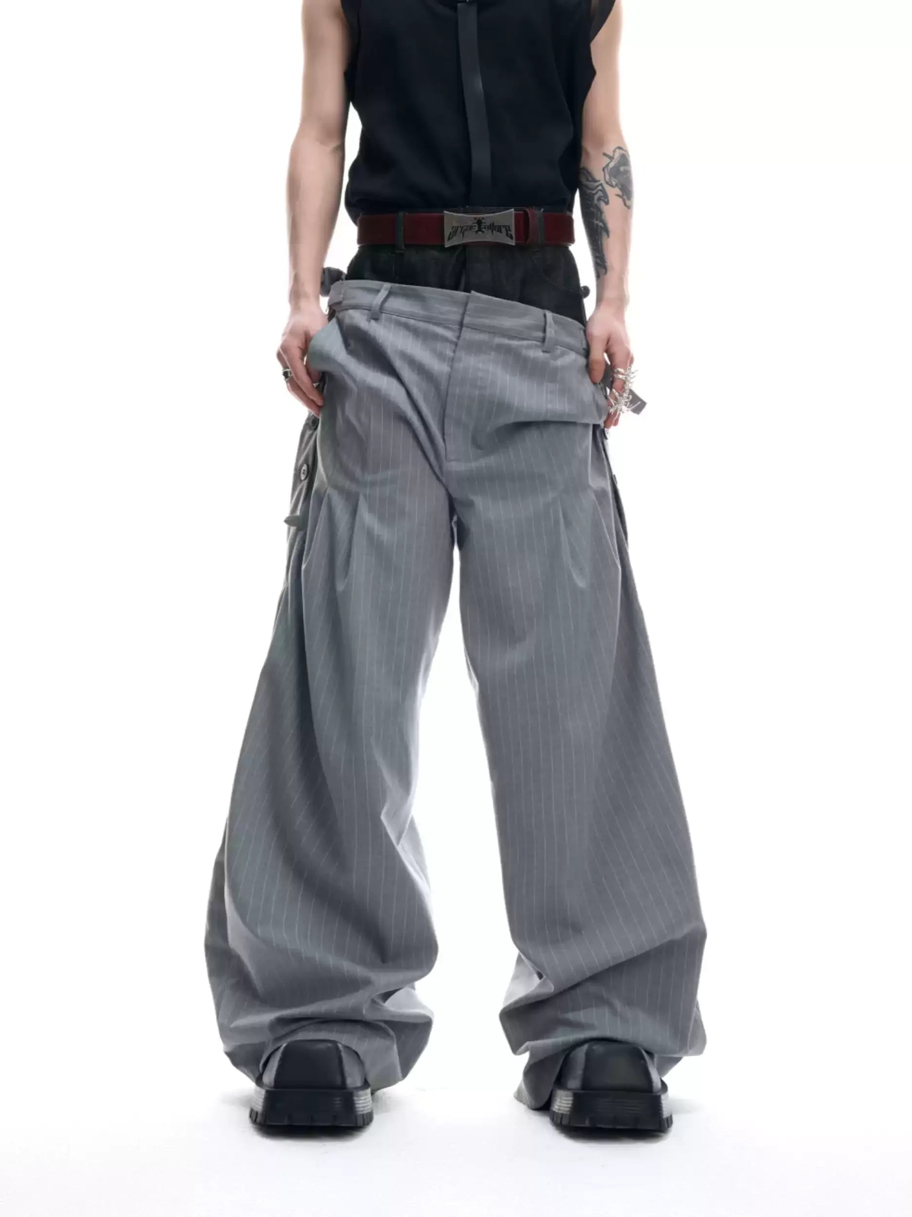 Opium Hybrid Denim-Blazer & Wide-Leg Pants Set - Fuga