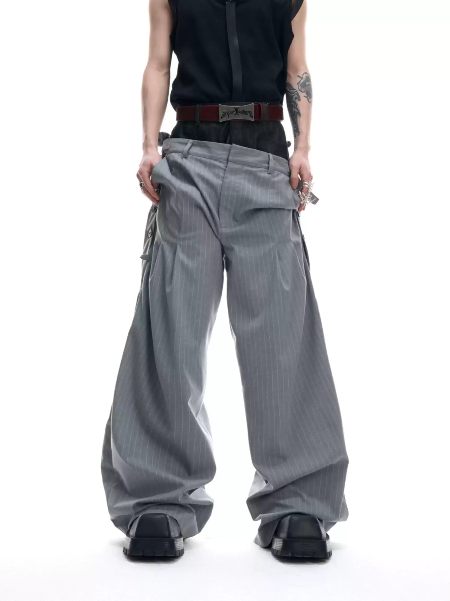 Opium Hybrid Denim-Blazer & Wide-Leg Pants Set - Fuga