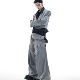 Opium Hybrid Denim-Blazer & Wide-Leg Pants Set - Fuga