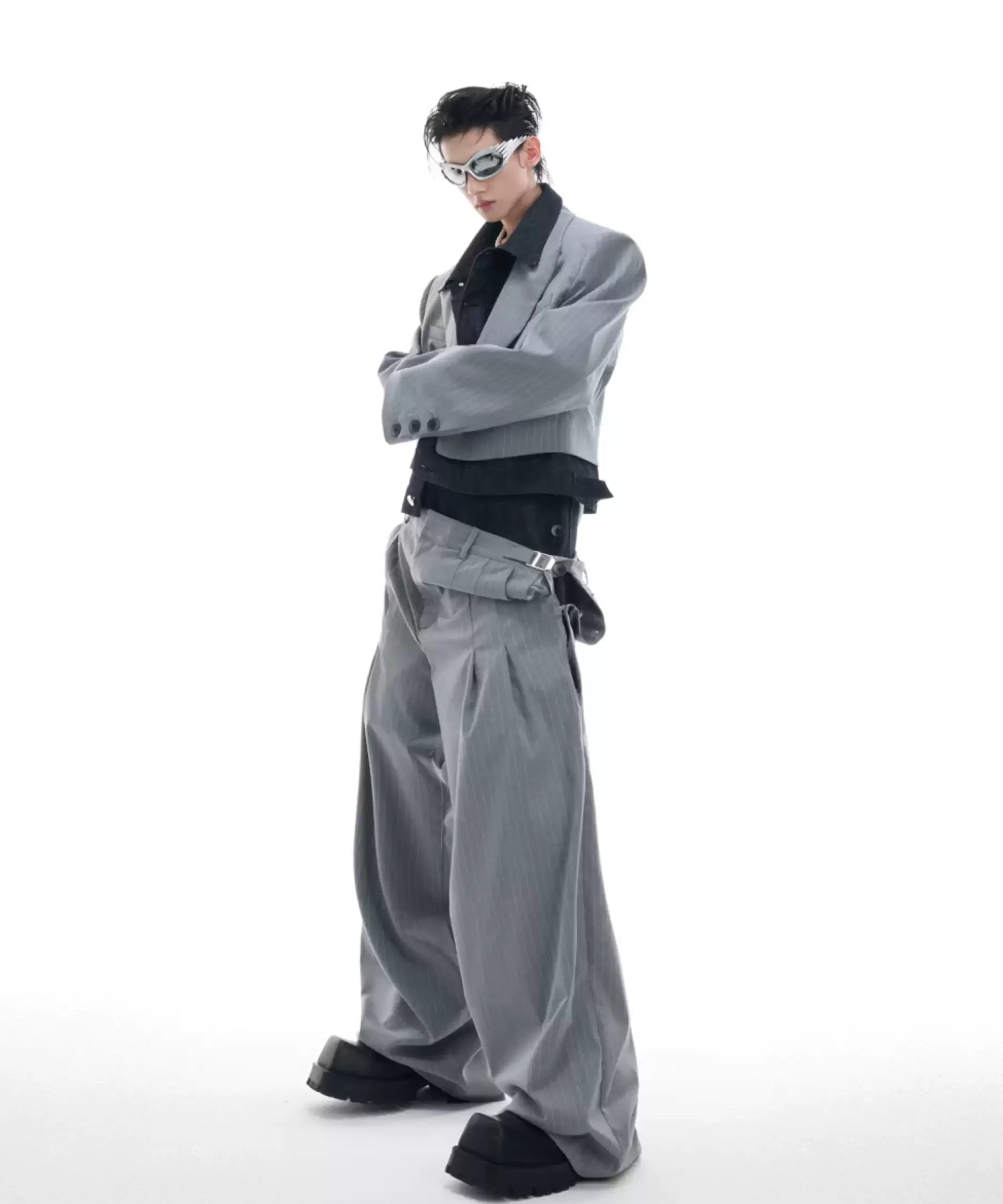 Opium Hybrid Denim-Blazer & Wide-Leg Pants Set - Fuga