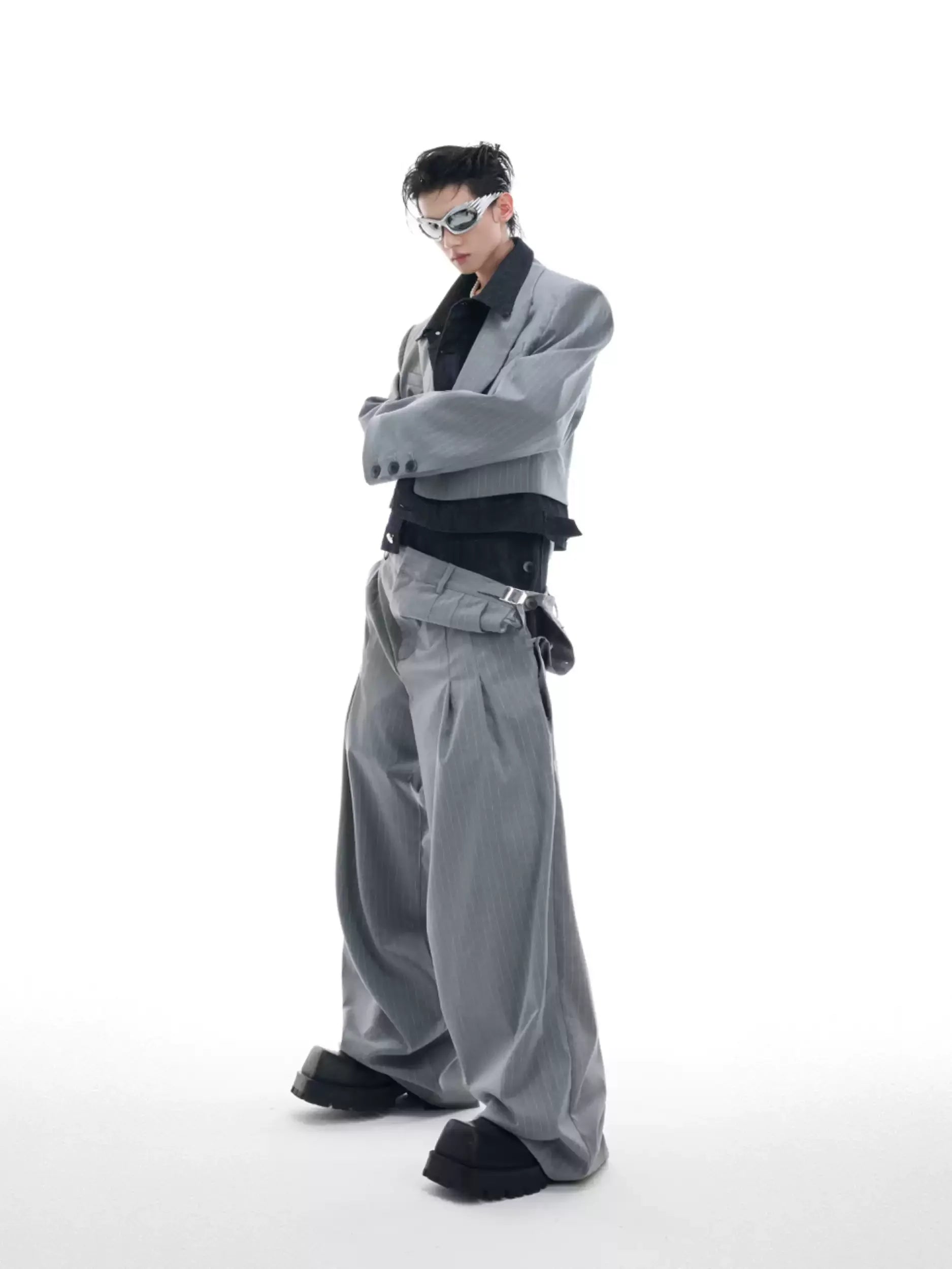 Opium Hybrid Denim-Blazer & Wide-Leg Pants Set - Fuga