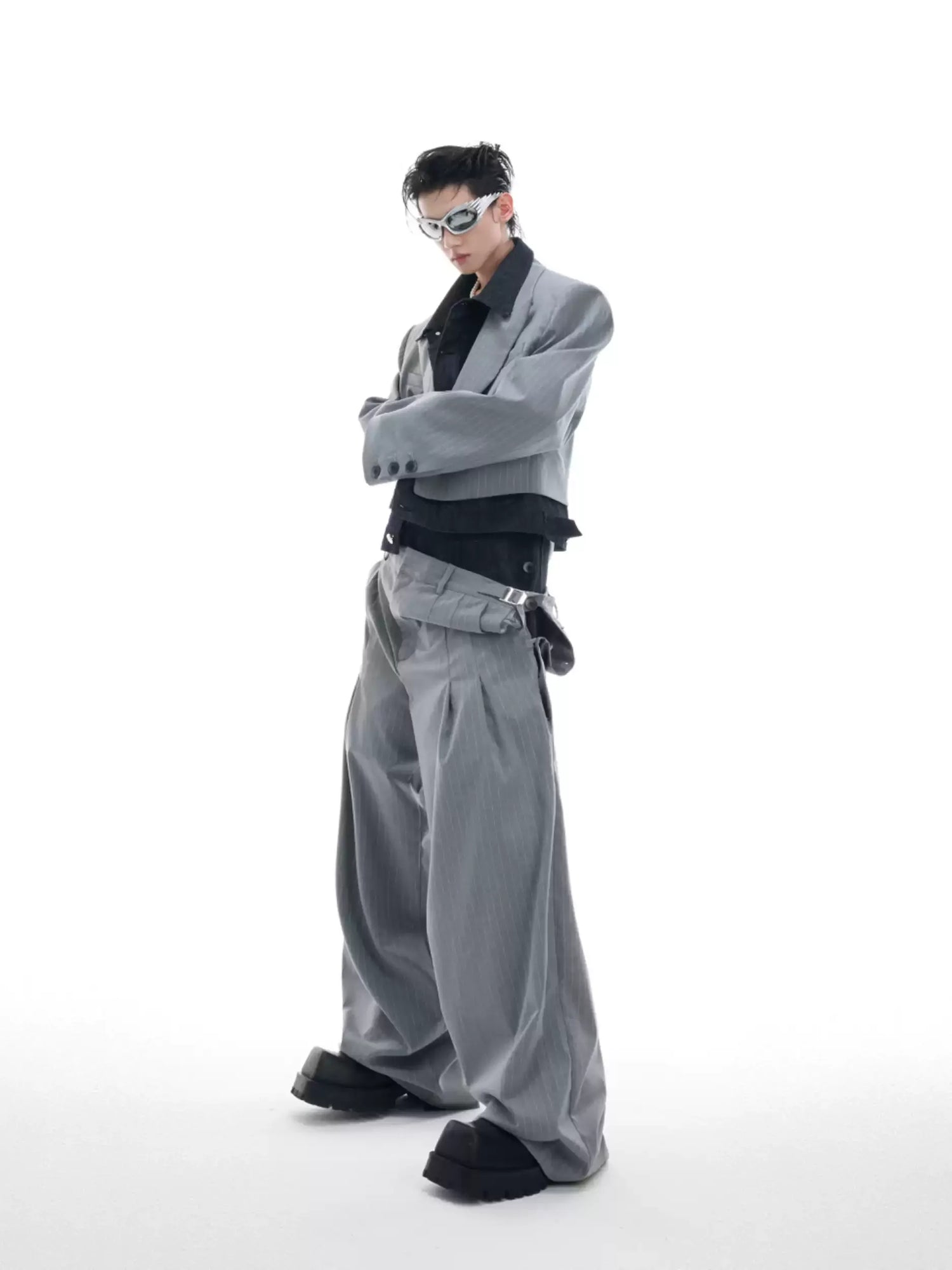 Opium Hybrid Denim-Blazer & Wide-Leg Pants Set - Fuga