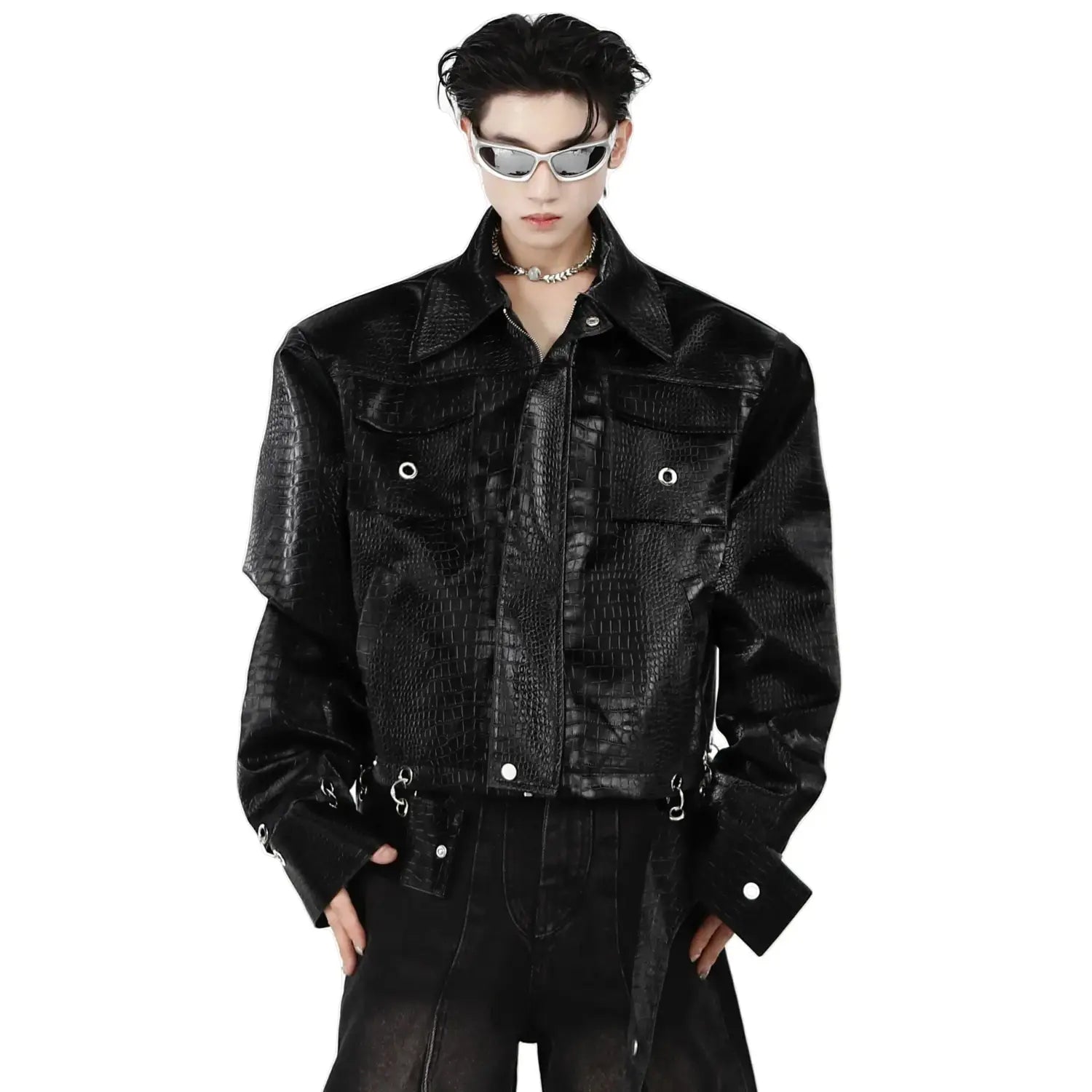 Opium Knitted Leather Jacket Bild