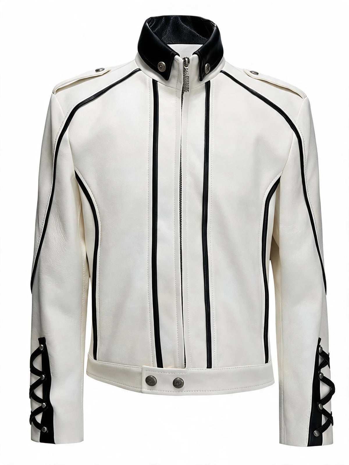 Opium Lace-Up Biker Jacket Weiß - Fuga Studios