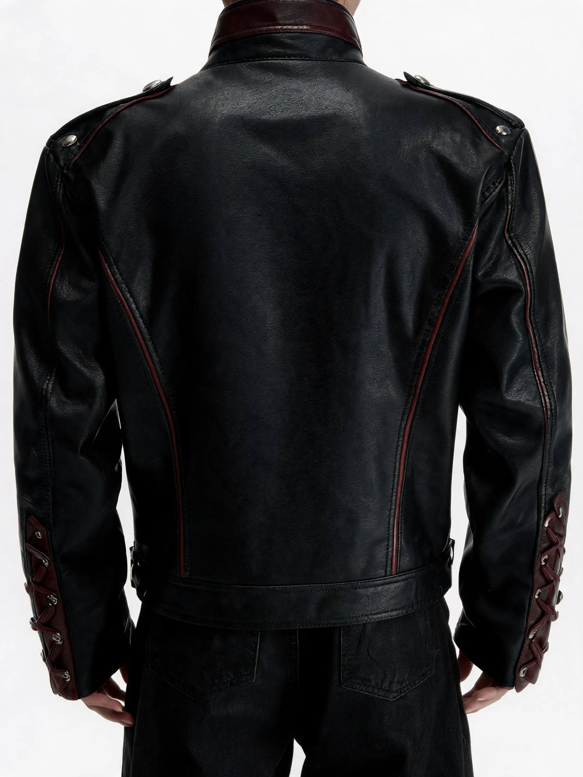 Opium Lace-Up Biker Jacket Schwarz - Fuga Studios