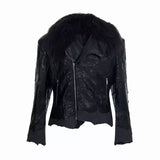 Opium Leather Fur Collar Jacket - Fuga Studios