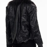 Opium Leather Fur Collar Jacket - Fuga Studios