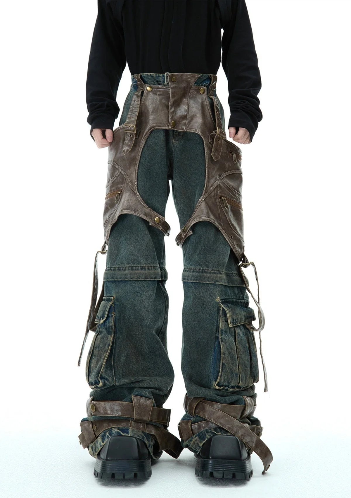 Opium Leather Harness Jeans - Fuga Studios