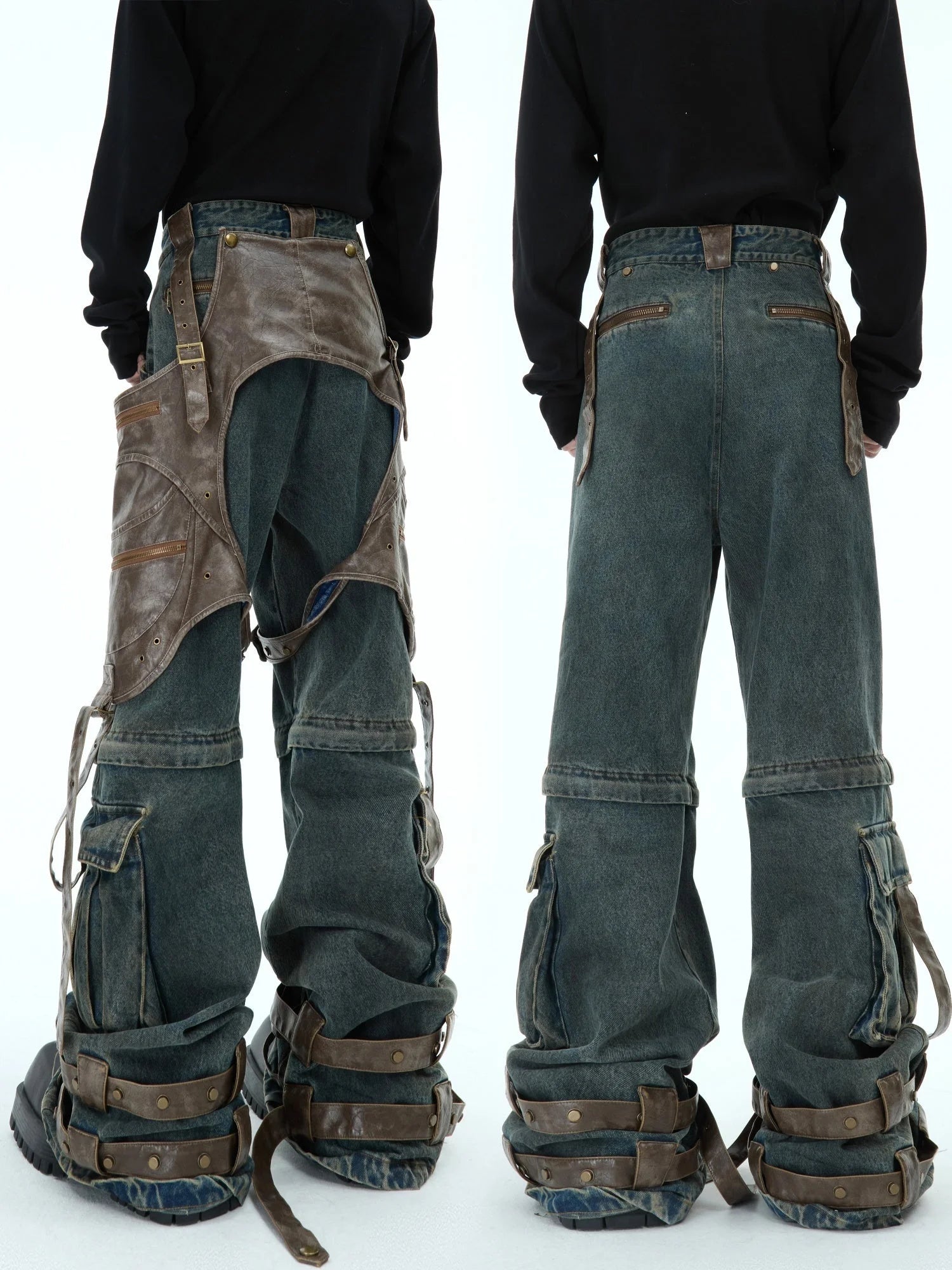 Opium Leather Harness Jeans - Fuga Studios