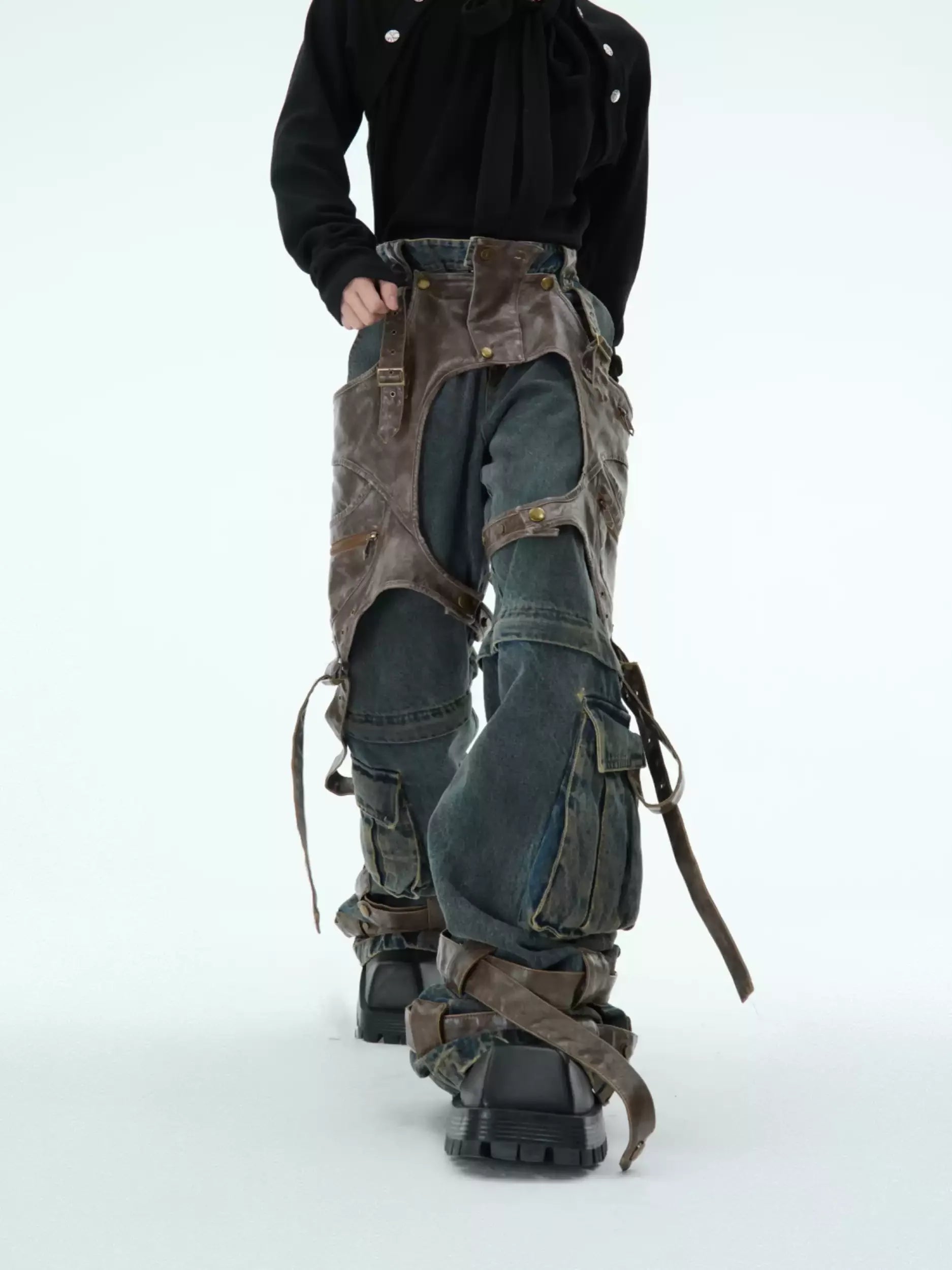 Opium Leather Harness Jeans - Fuga Studios