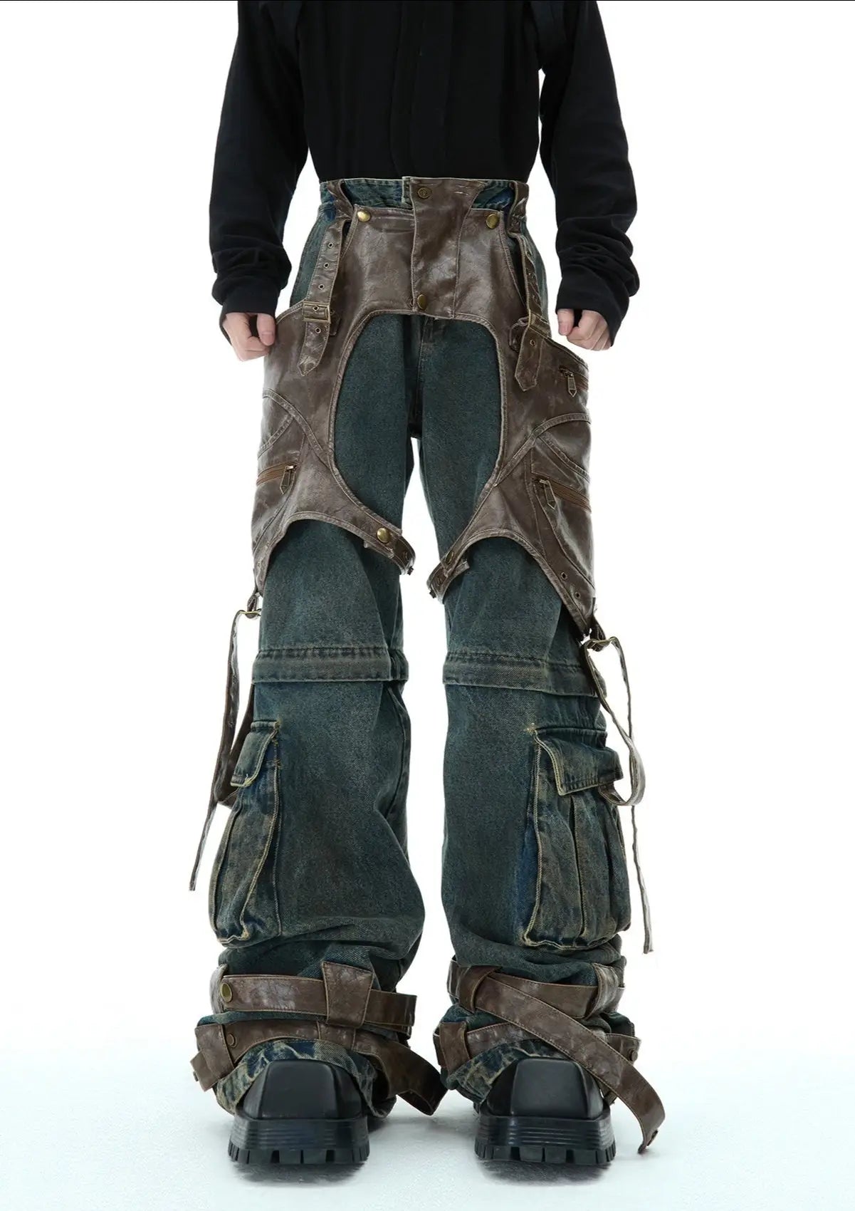Opium Leather Harness Jeans - Fuga Studios