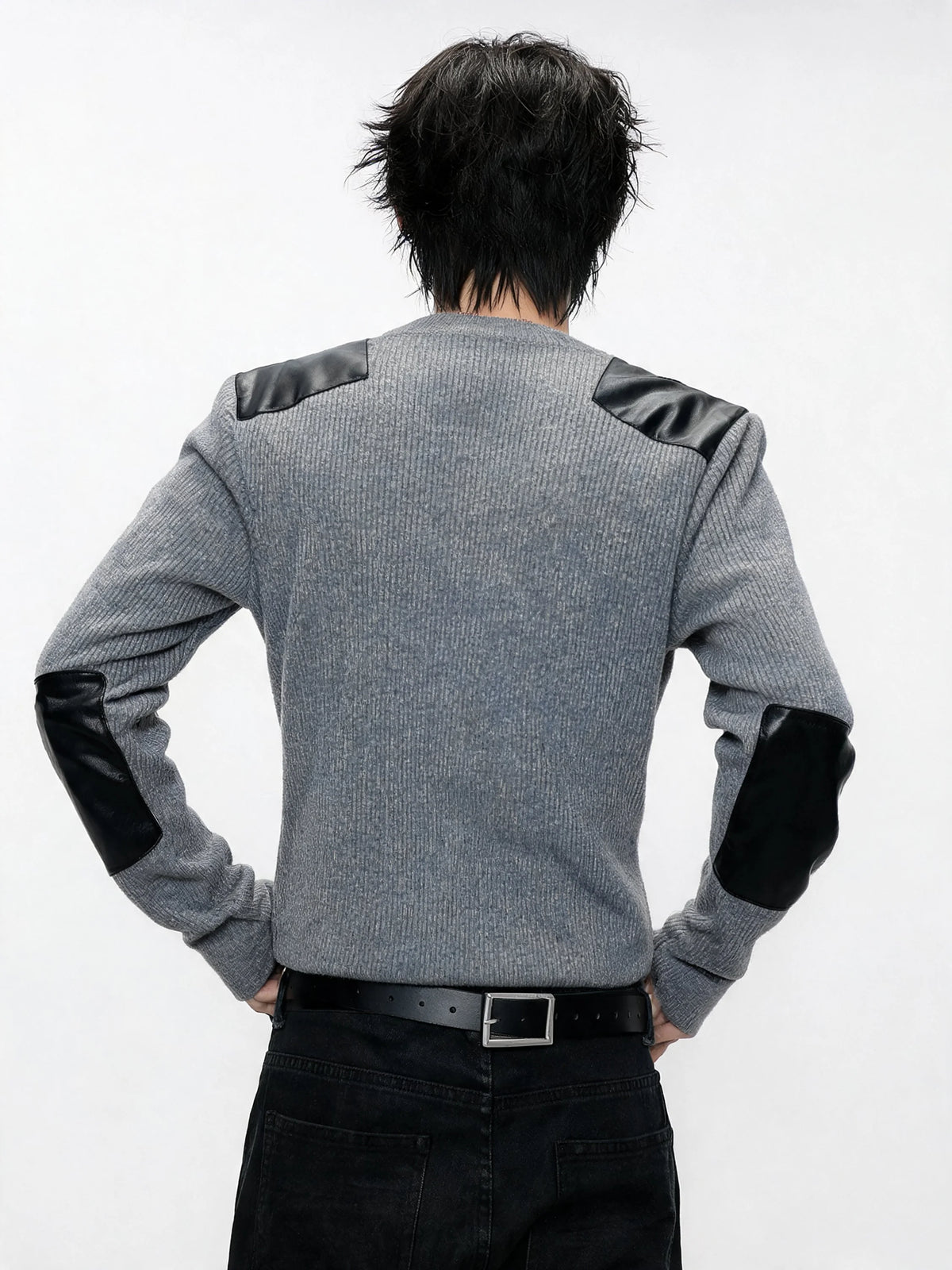 Opium Leather Patch Henley Grau - Fuga Studios