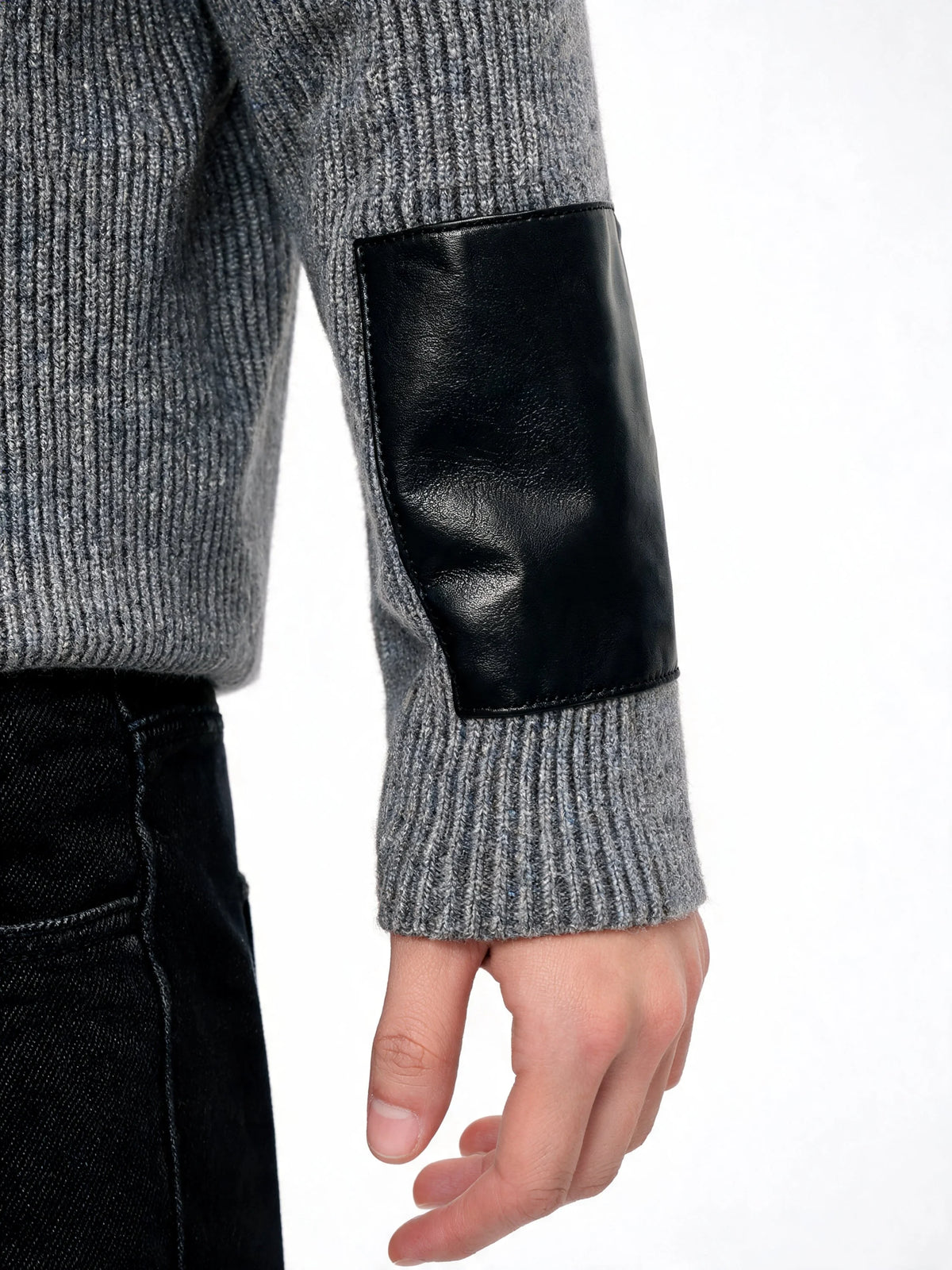 Opium Leather Patch Henley Grau - Fuga Studios
