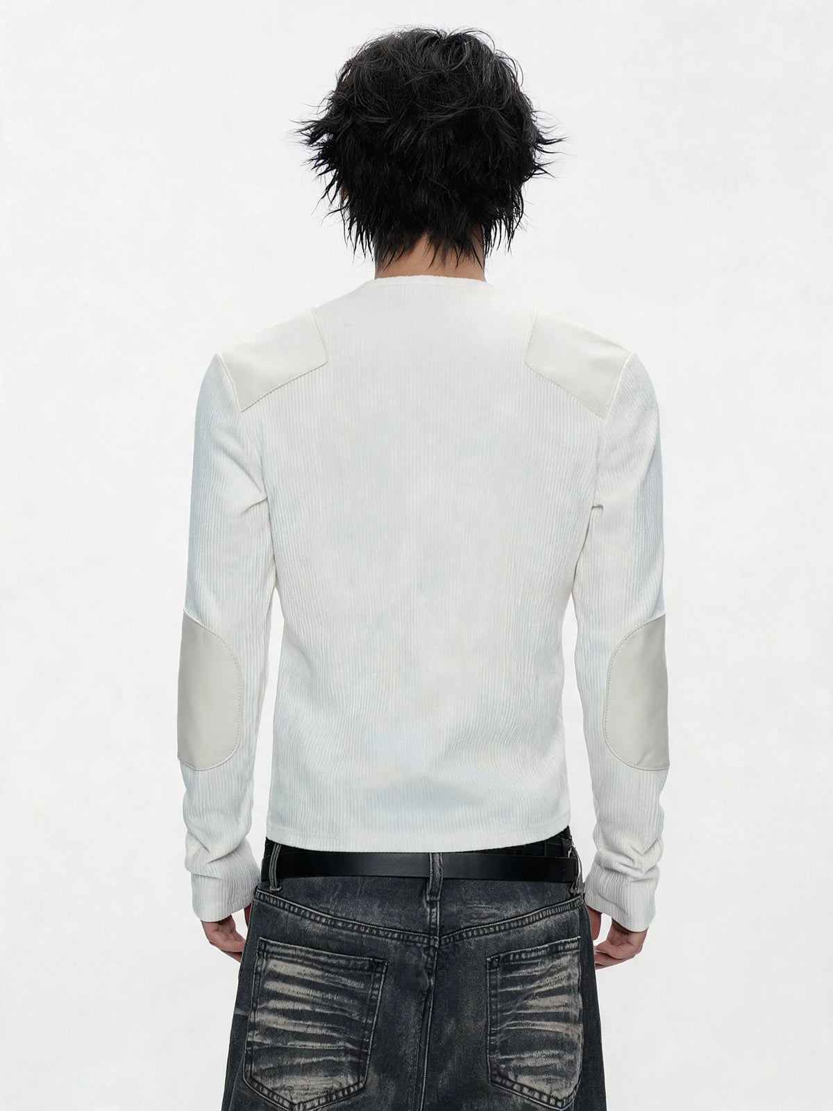 Opium Leather Patch Henley Weiß - Fuga Studios