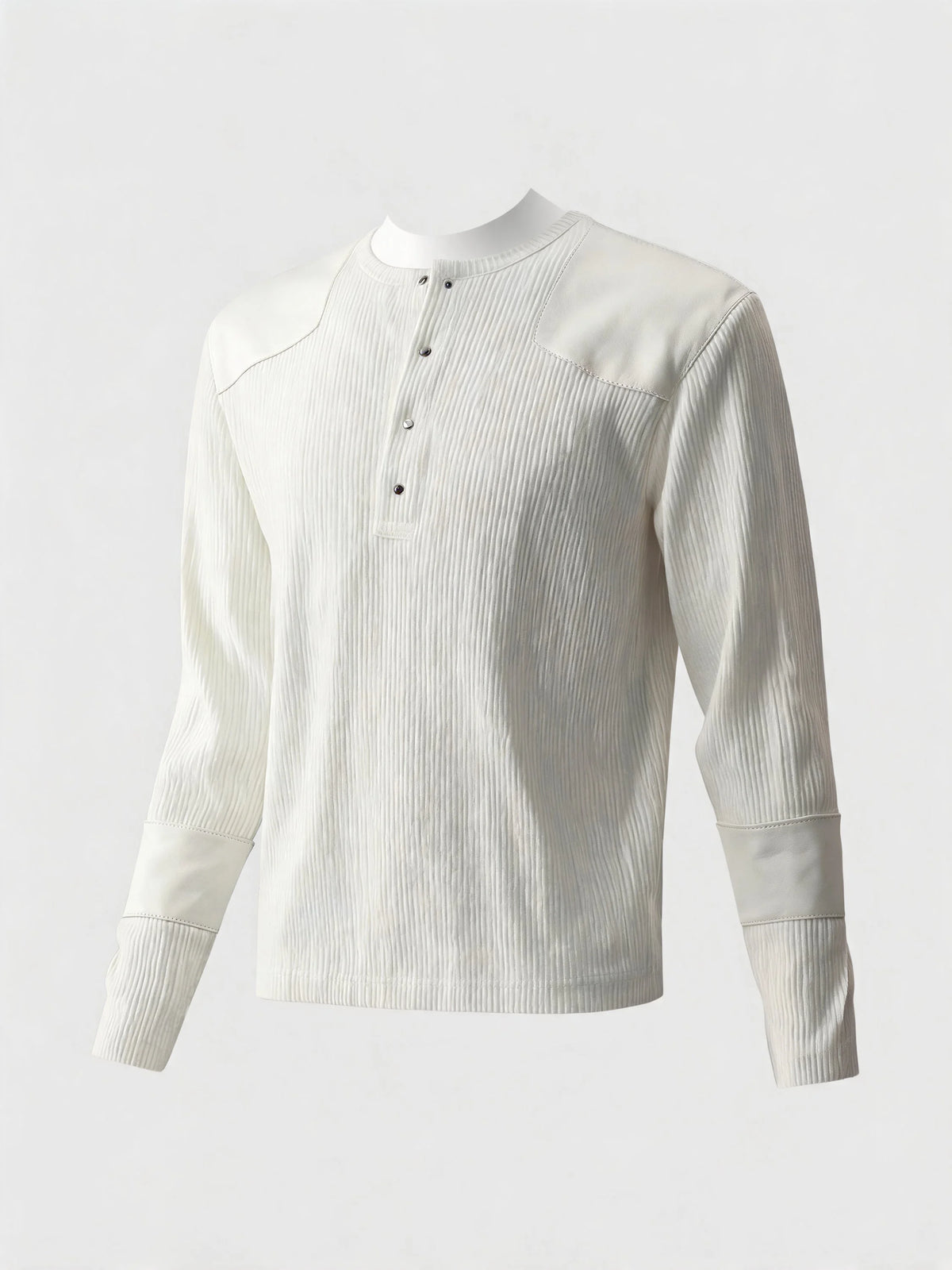 Opium Leather Patch Henley Weiß - Fuga Studios