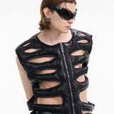 Opium Leather Skeleton Rave Vest - Fuga Studios
