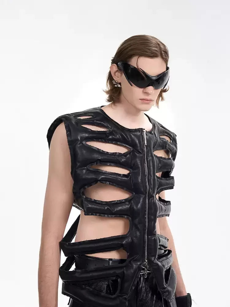 Opium Leather Skeleton Rave Vest - Fuga Studios