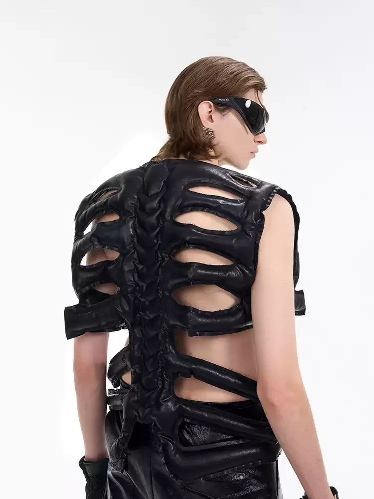 Opium Leather Skeleton Rave Vest - Fuga Studios