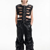 Opium Leather Skeleton Rave Vest - Fuga Studios