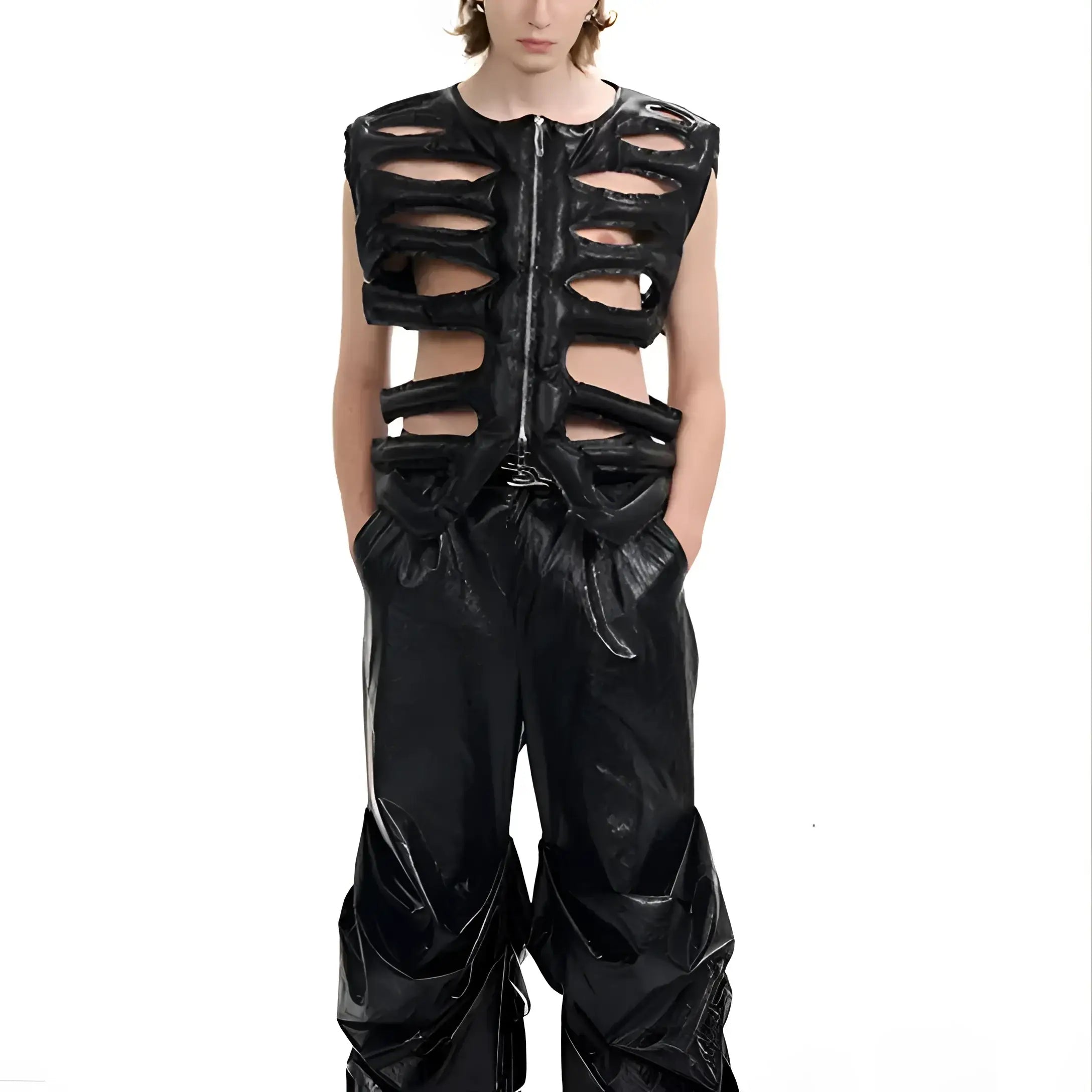 Opium Leather Skeleton Rave Vest - Fuga Studios