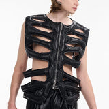 Opium Leather Skeleton Rave Vest - Fuga Studios