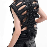 Opium Leather Skeleton Rave Vest - Fuga Studios