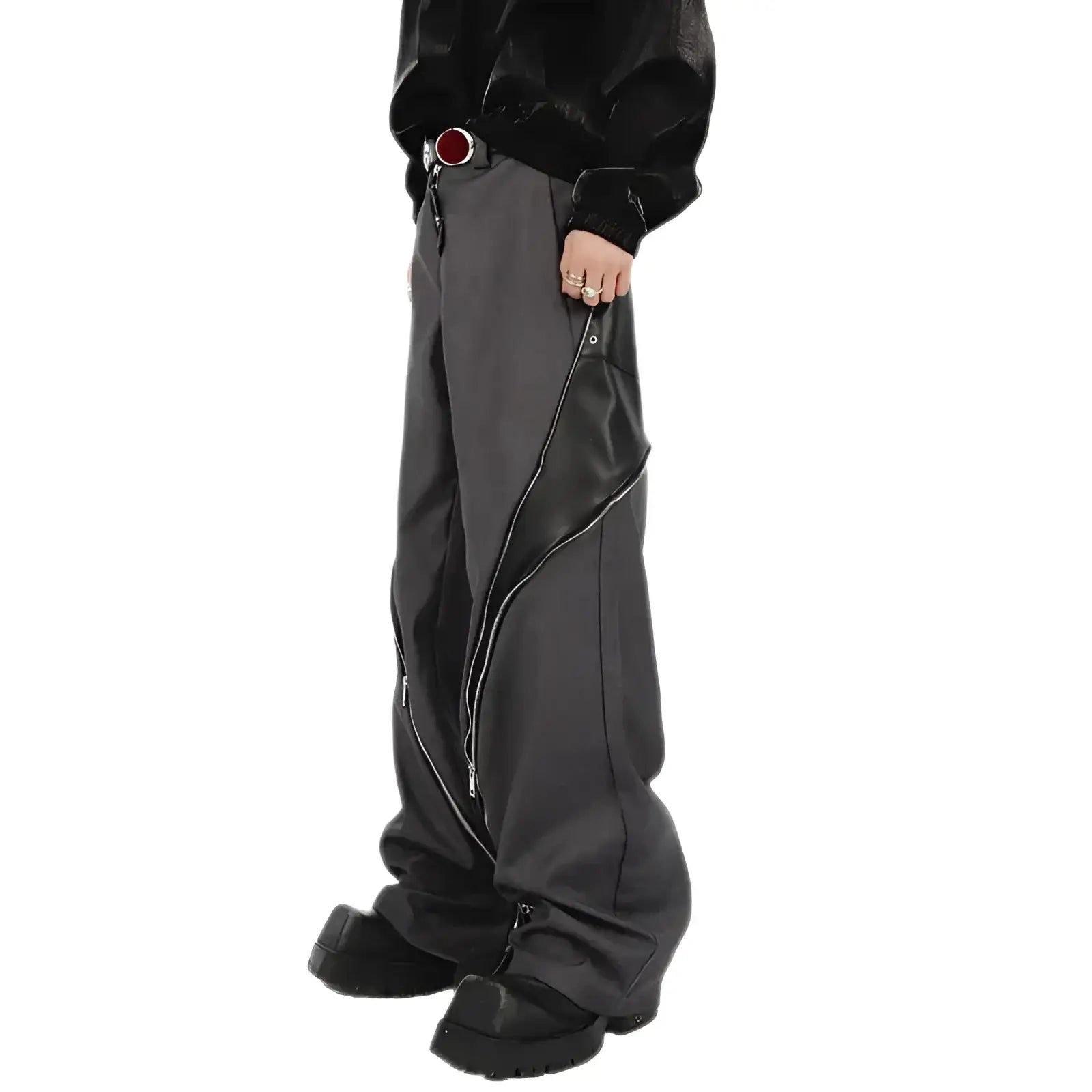 Opium Leather Zipper Trousers - Fuga Studios