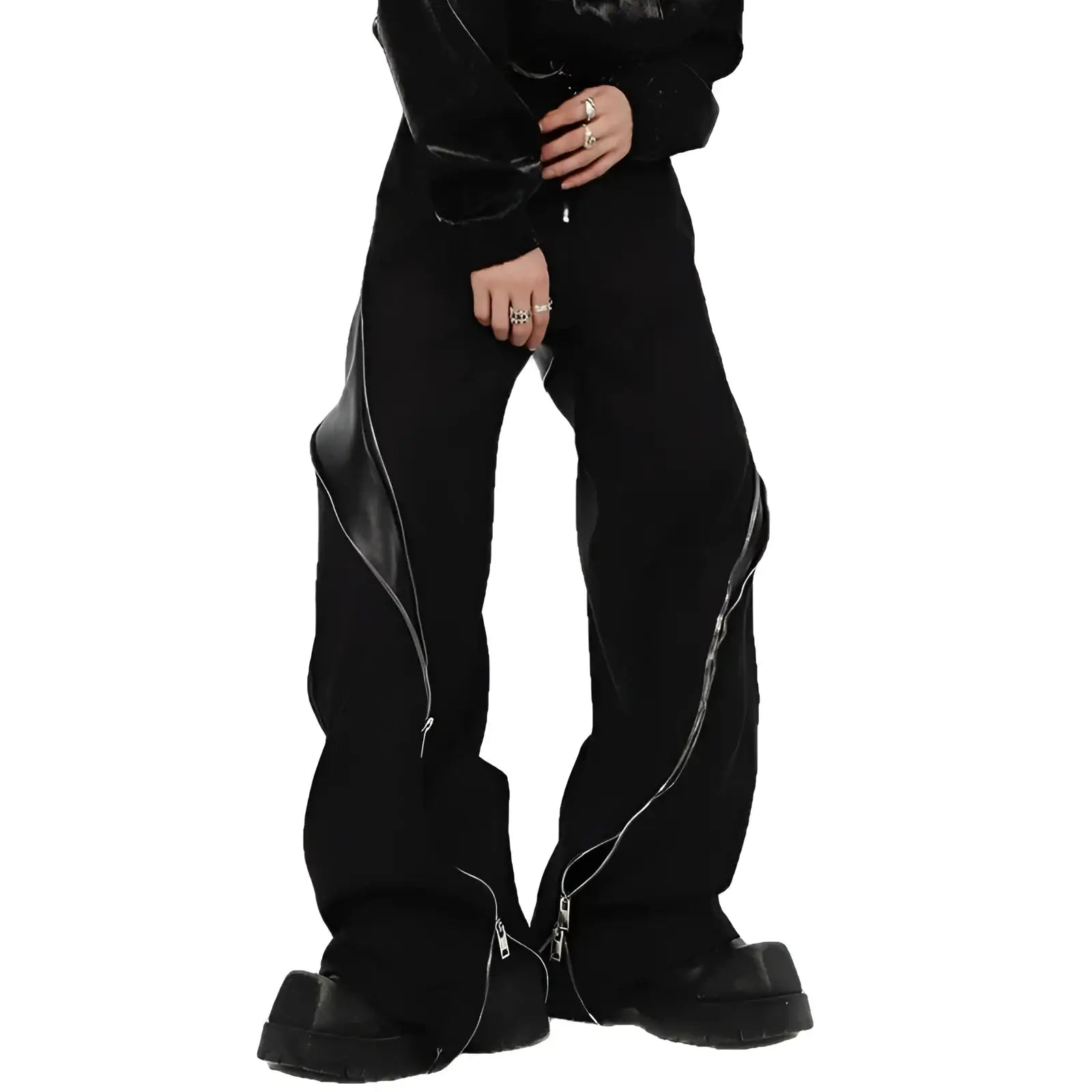 Opium Leather Zipper Trousers - Fuga Studios