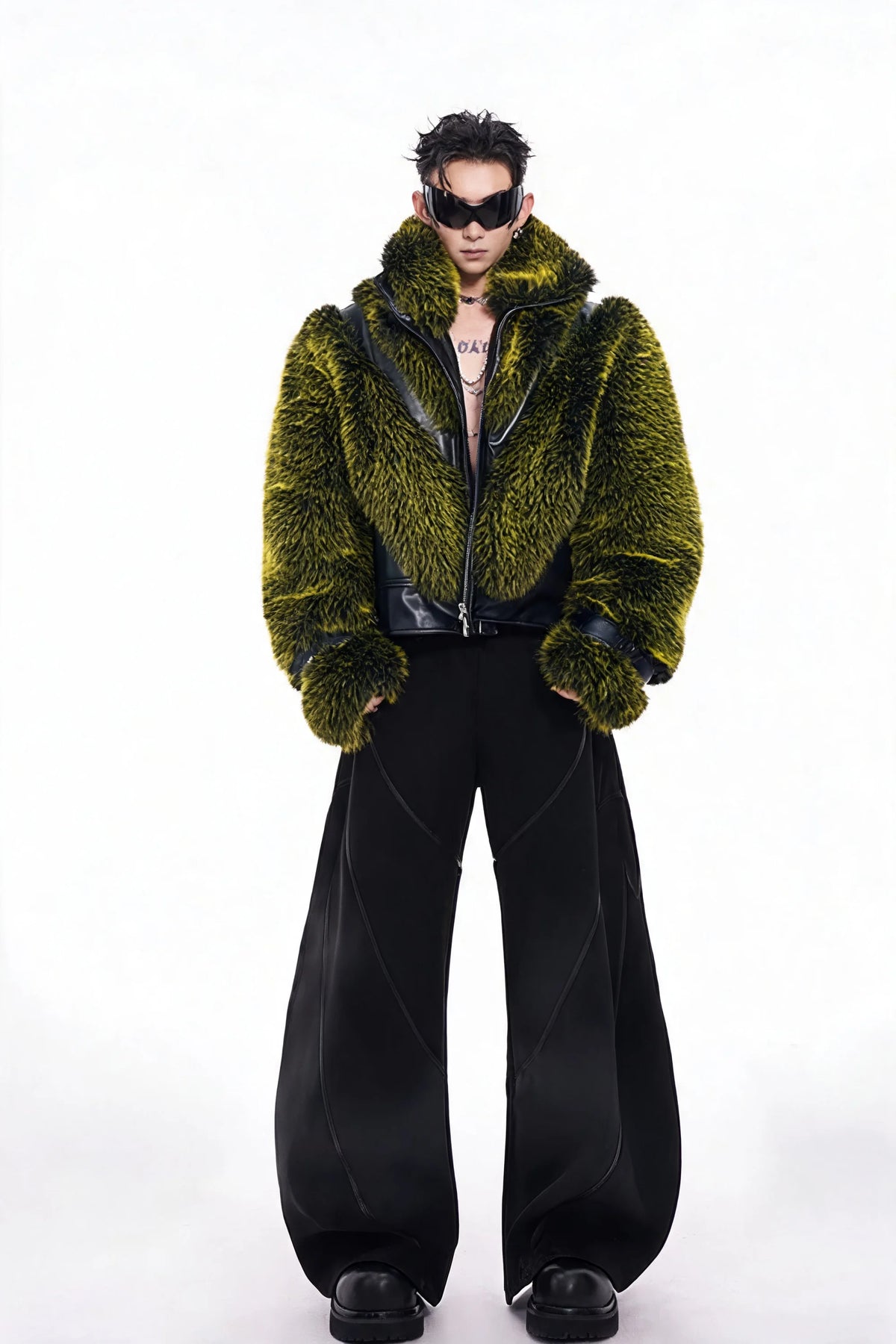 Opium Luxury Fuzzy Leather Jacket - Fuga Studios