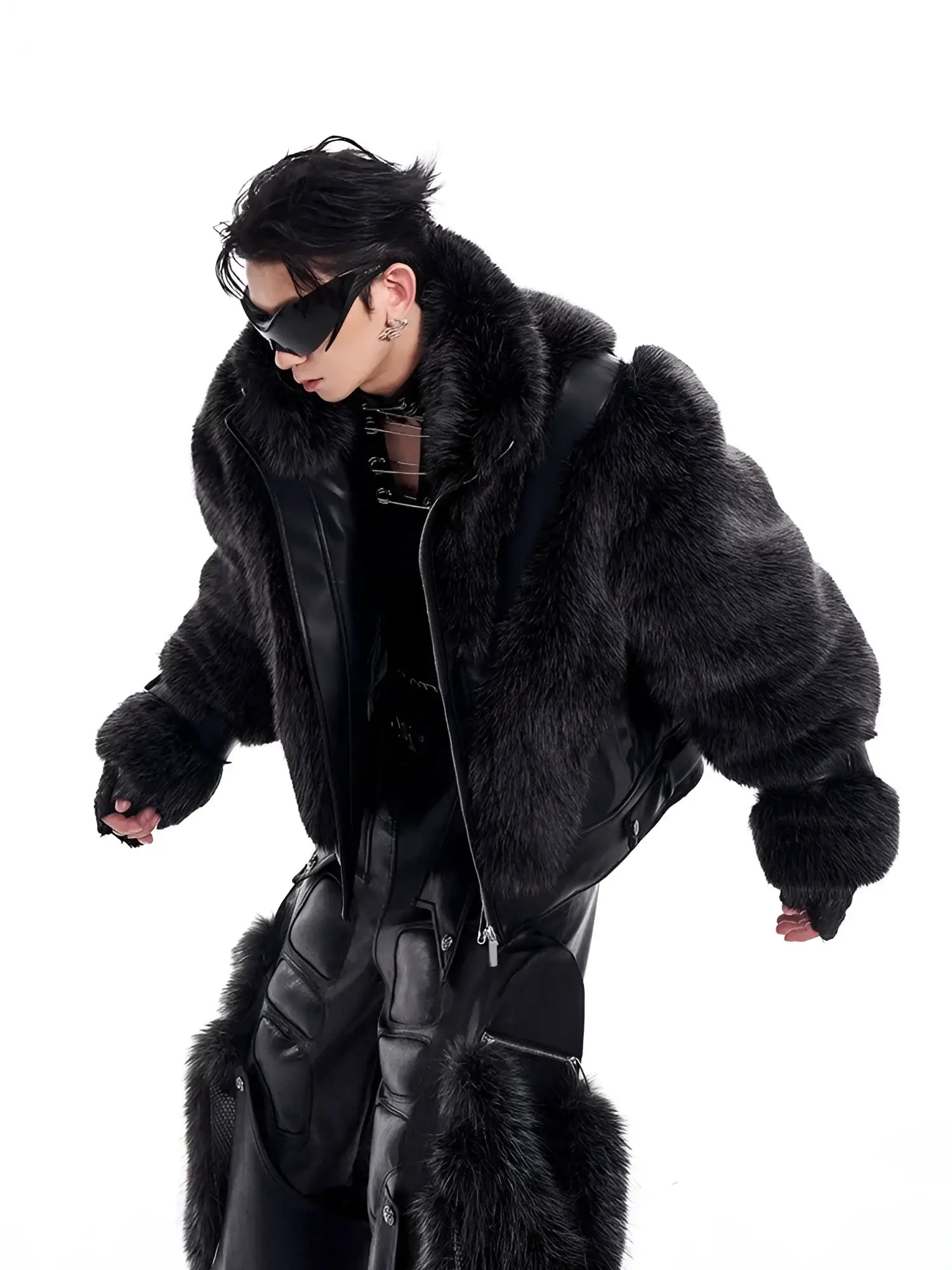 Opium Luxury Fuzzy Leather Jacket - Fuga Studios